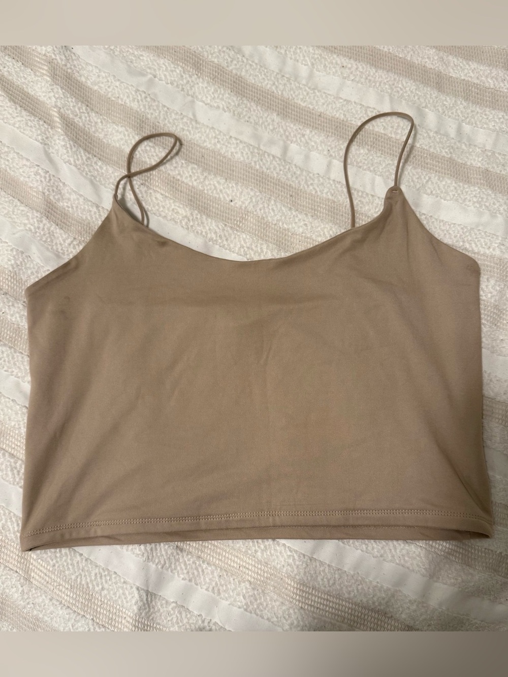 Bluenotes XL Beige Cropped Cami Tank Top Built-In Shelf Bra Rope Strap NWOT